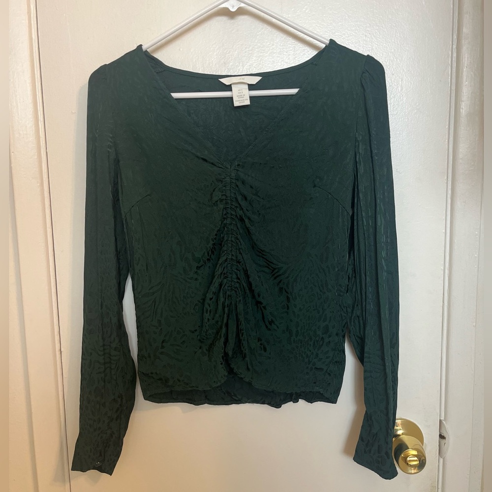 H&M Deep Green Patterned Blouse